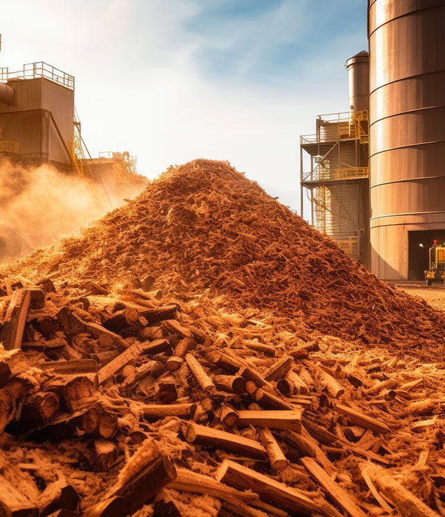 Biomass energy facility utilizing refractory-lined combustion systems to improve efficiency and durability under high temperatures.